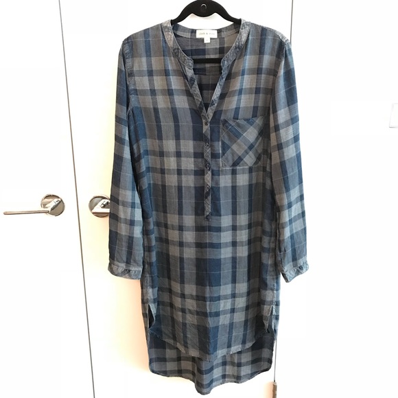 Anthropologie Dresses & Skirts - Anthropologie Cloth & Stone Navy Plaid Shirt Dress